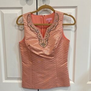 Lilly Pulitzer Coral Embellished Blouse